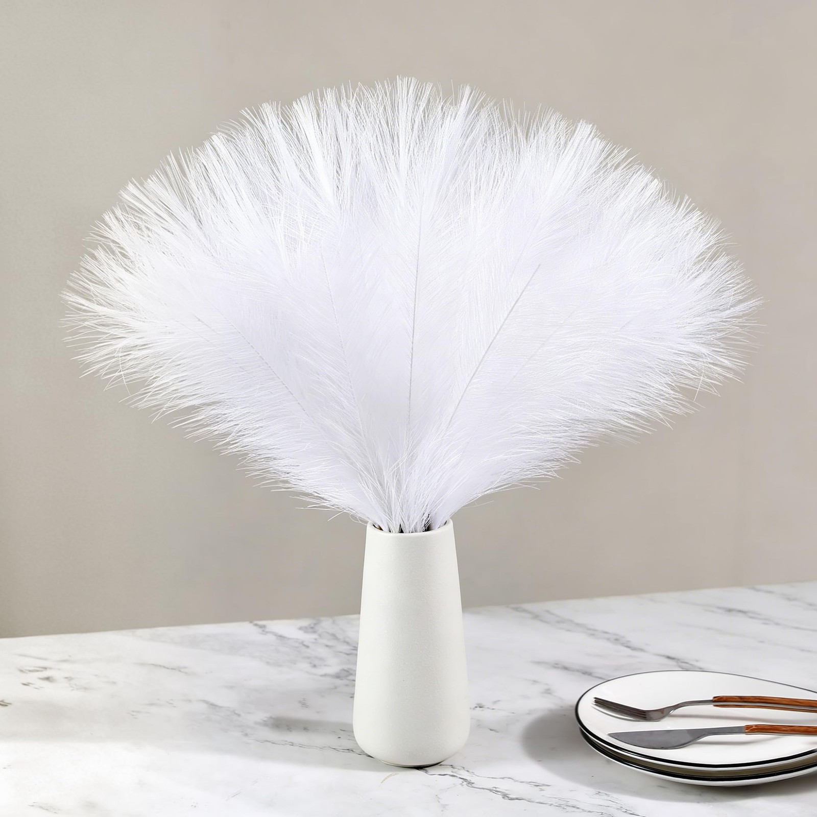 36 Pcs White Pampas Grass – 21.6inch Faux Pampas Grass Decor,Artificial Pampa…