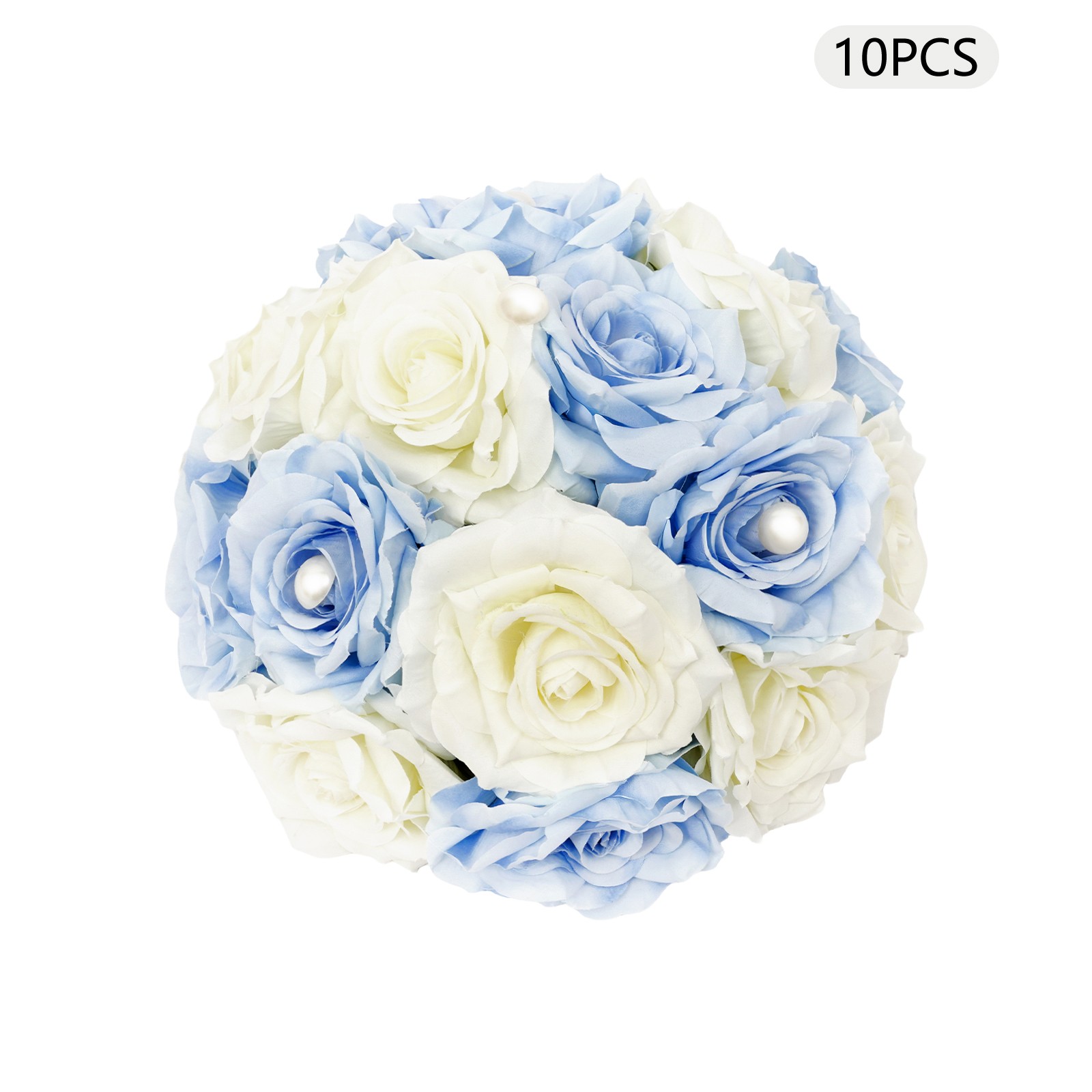 10 Pcs Handmade Bouquet Party Wedding Artificial Flower Balls Deco, White+Blue