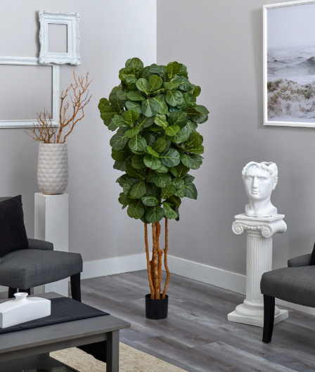 Fiddle Leaf Fig Tree Artificial Realistic Nearly Natural 6’ Home Garden Decor