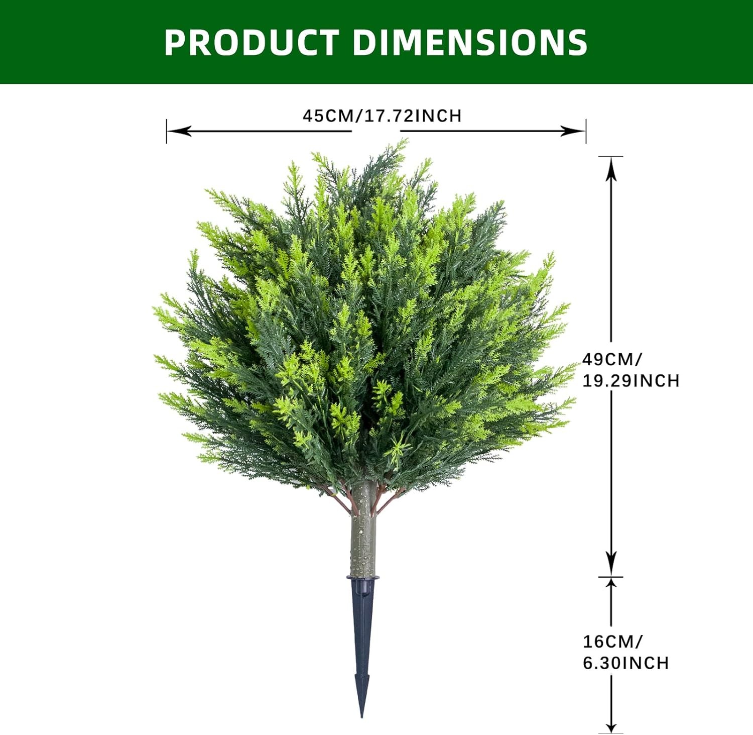 2/4 PCS Artificial Cypress Plant Decor Stakes with Ground Spike Faux Plant Decor