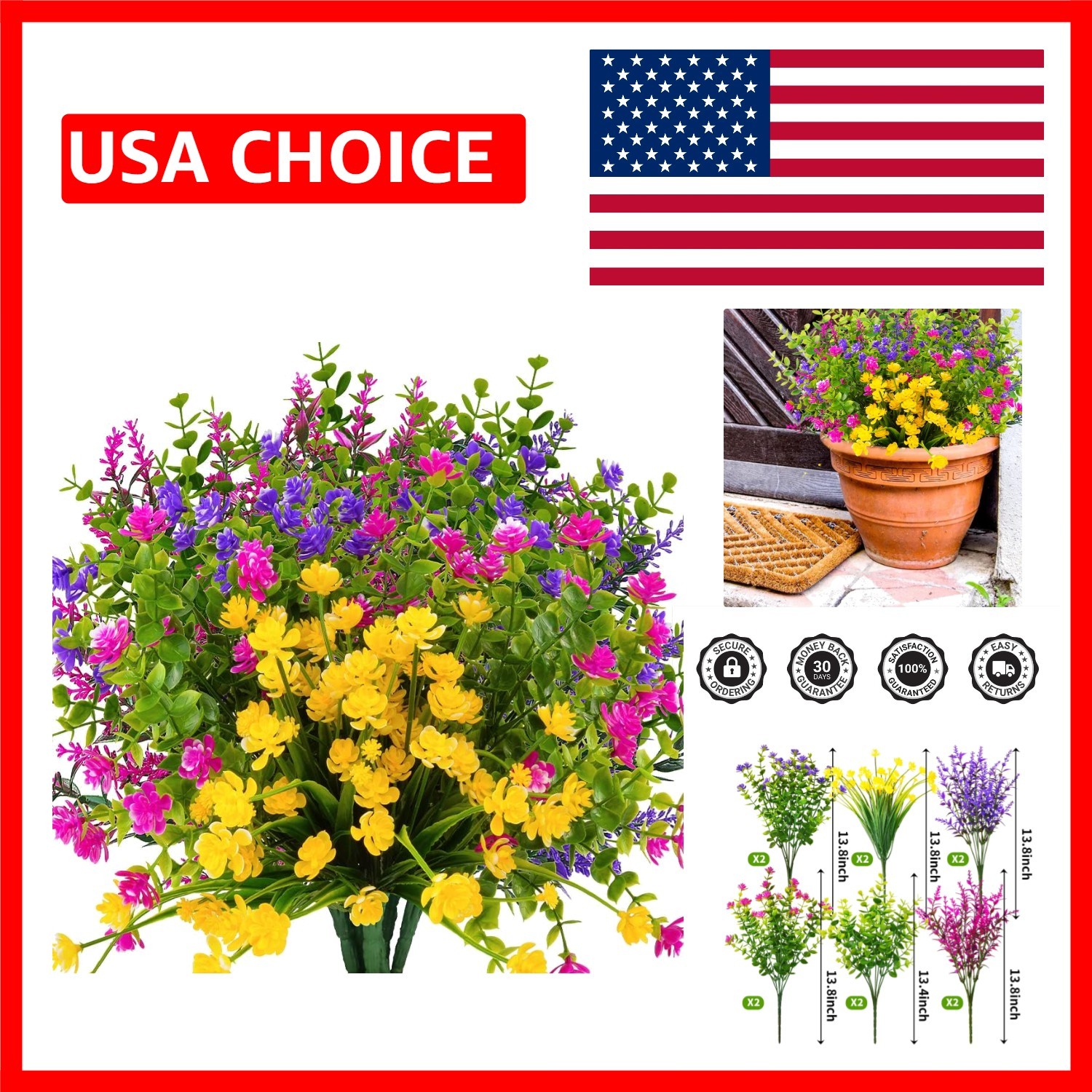 Durable Outdoor/Indoor Faux Flowers – UV Resistant 12 Bundle Set for Any Style