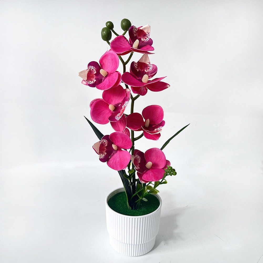 Soft Plastic Artificial Orchid in Pot 12.2in/31cm Tall for Home Office Tabletop