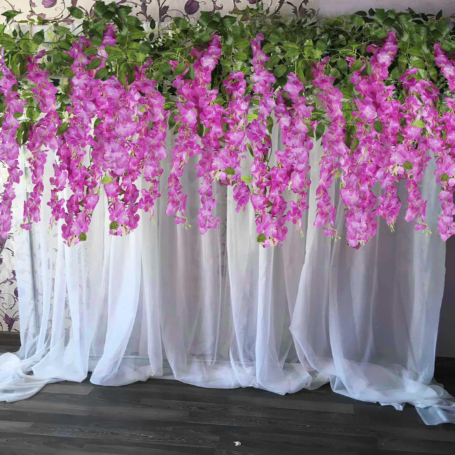 2 Pcs Wisteria Hanging Flowers Wisteria Flowers Vine Garland Wedding Arch Decora