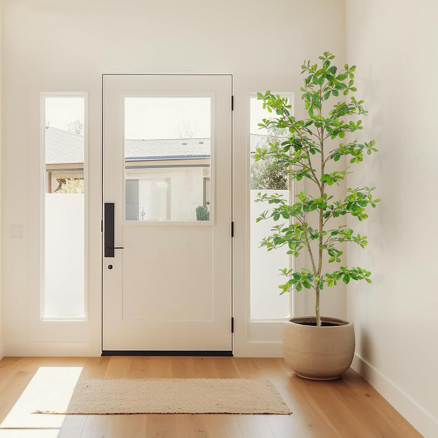 Faux Black Olive Tree 7ft, Tall Faux Trees Indoor with Natural Trunk