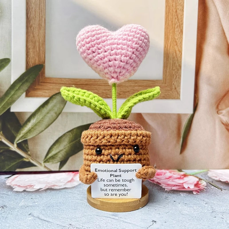 Crochet Artificial Tulip Sunflower Potted Hand Woven Knitted Home Decoration