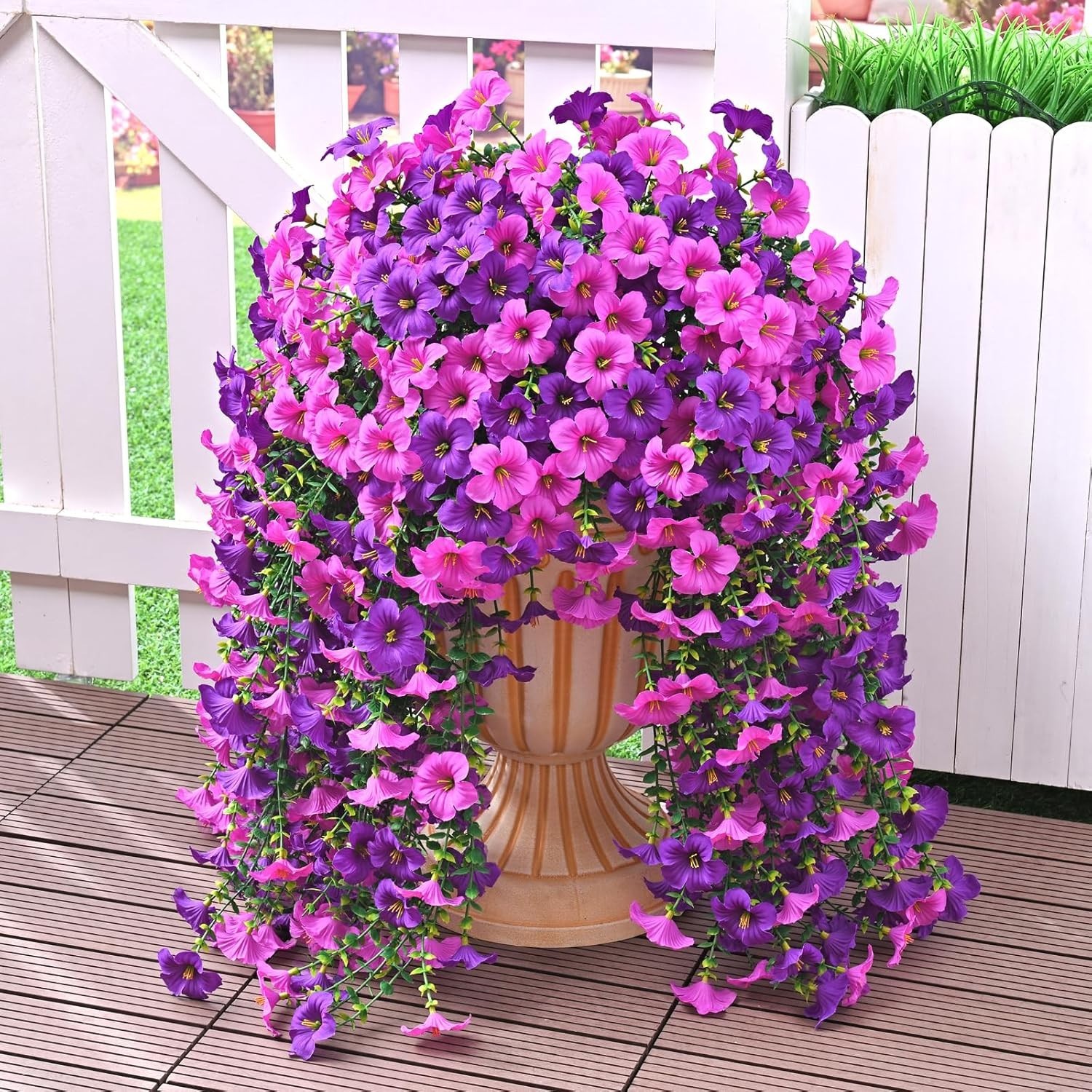 Lifelike Artificial Flowers Set of 2 – Perfect for Hanging Baskets & Patios