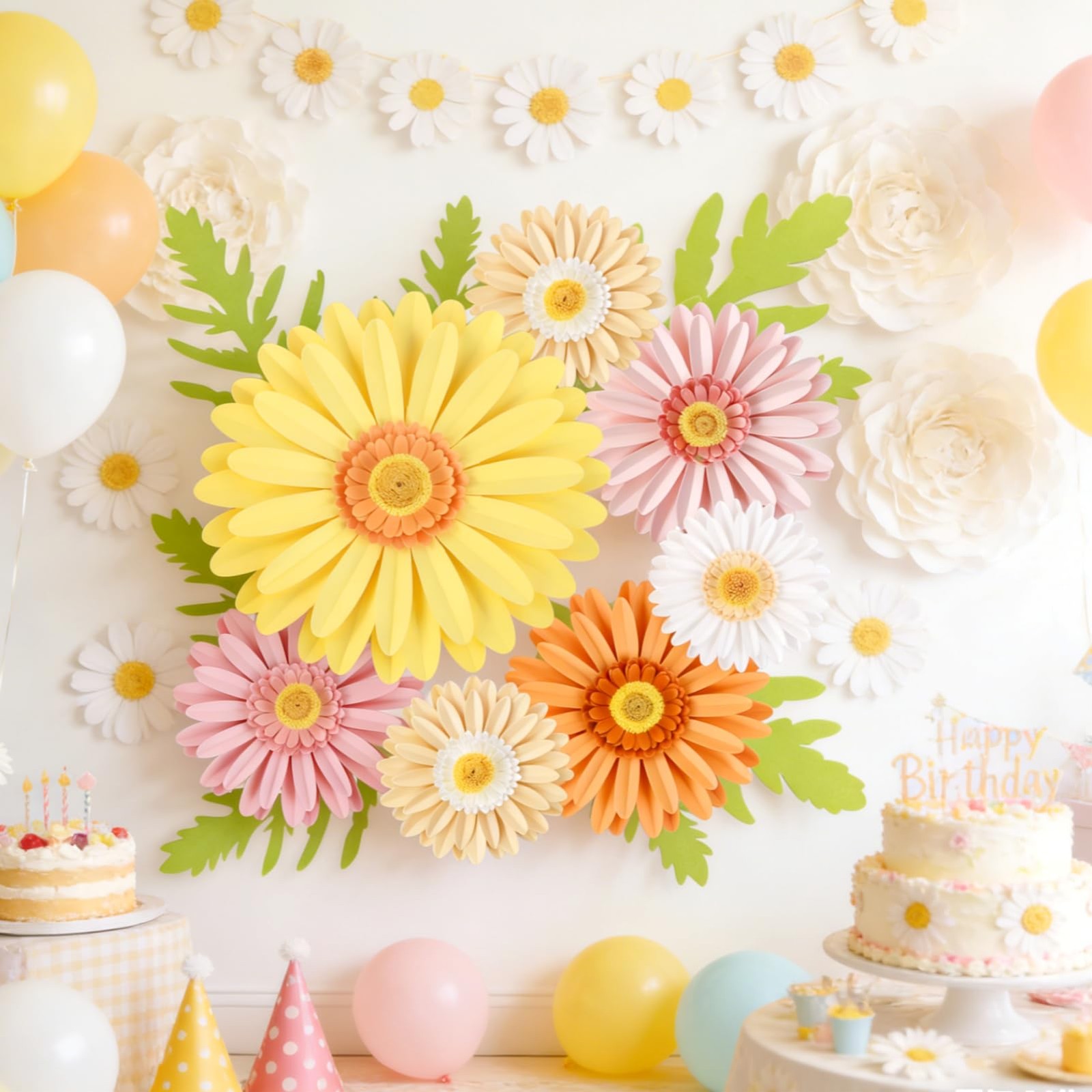 Flowers Decorations for Wall 3D Giant Daisy Artificial Flowers Bulletin Board…