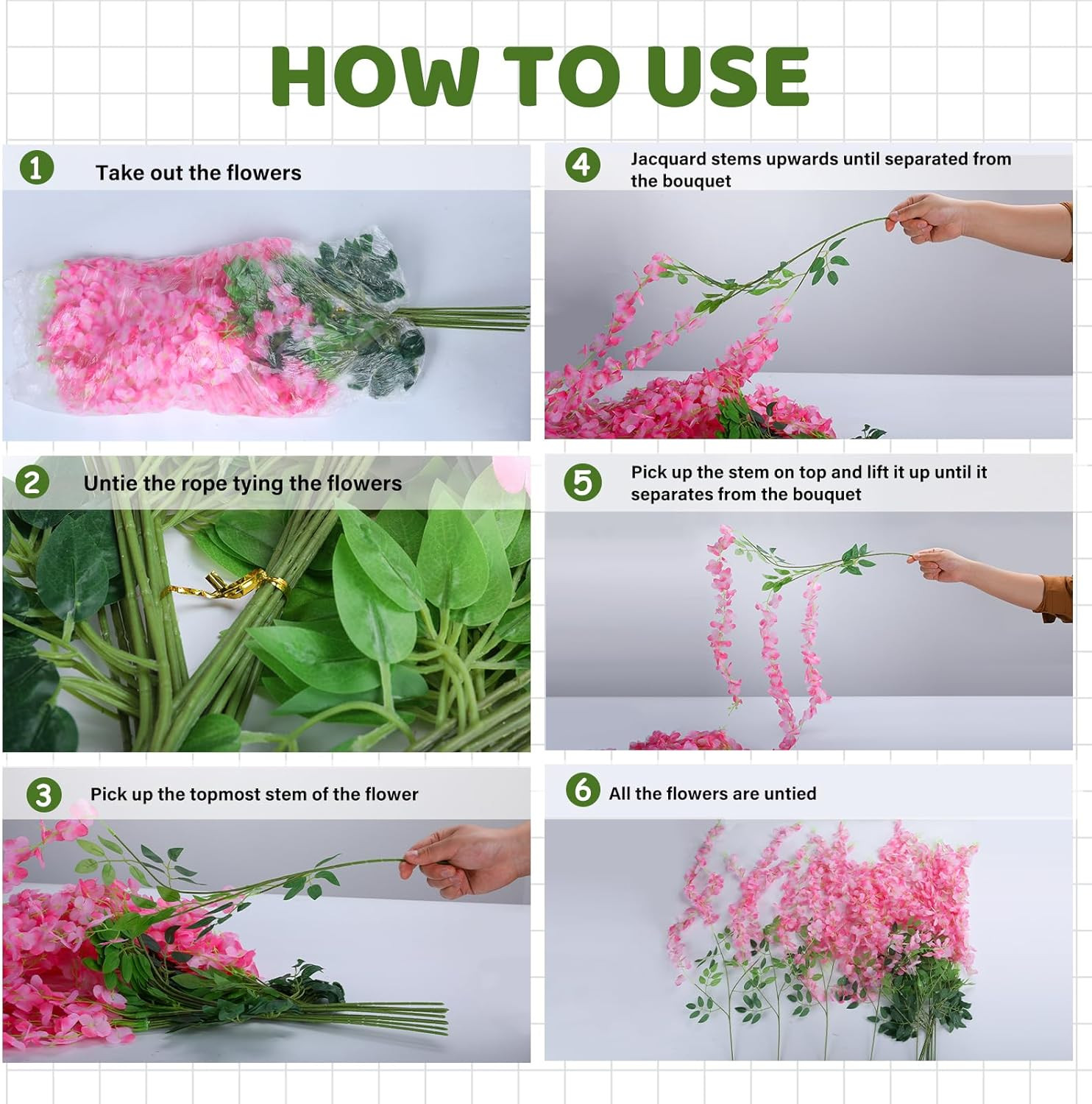 Wisteria Hanging Flowers,Fake Hanging Flowers,Wisteria Artificiales Garland for