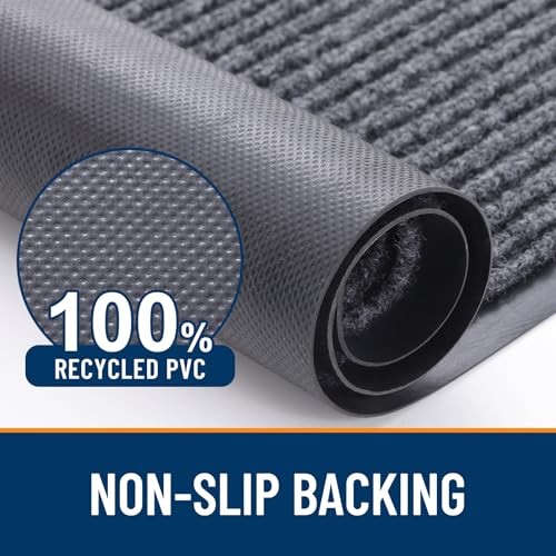 OLANLY Front Door Mat Indoor Outdoor Entrance Rug, Waterproof Grey 29.5×17 Inch