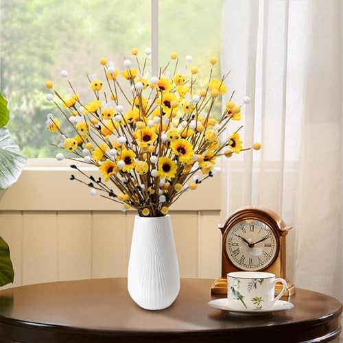 24Pcs Bee Artificial Branches with Sunflowers, Rustic Farmhouse Yellow Brown