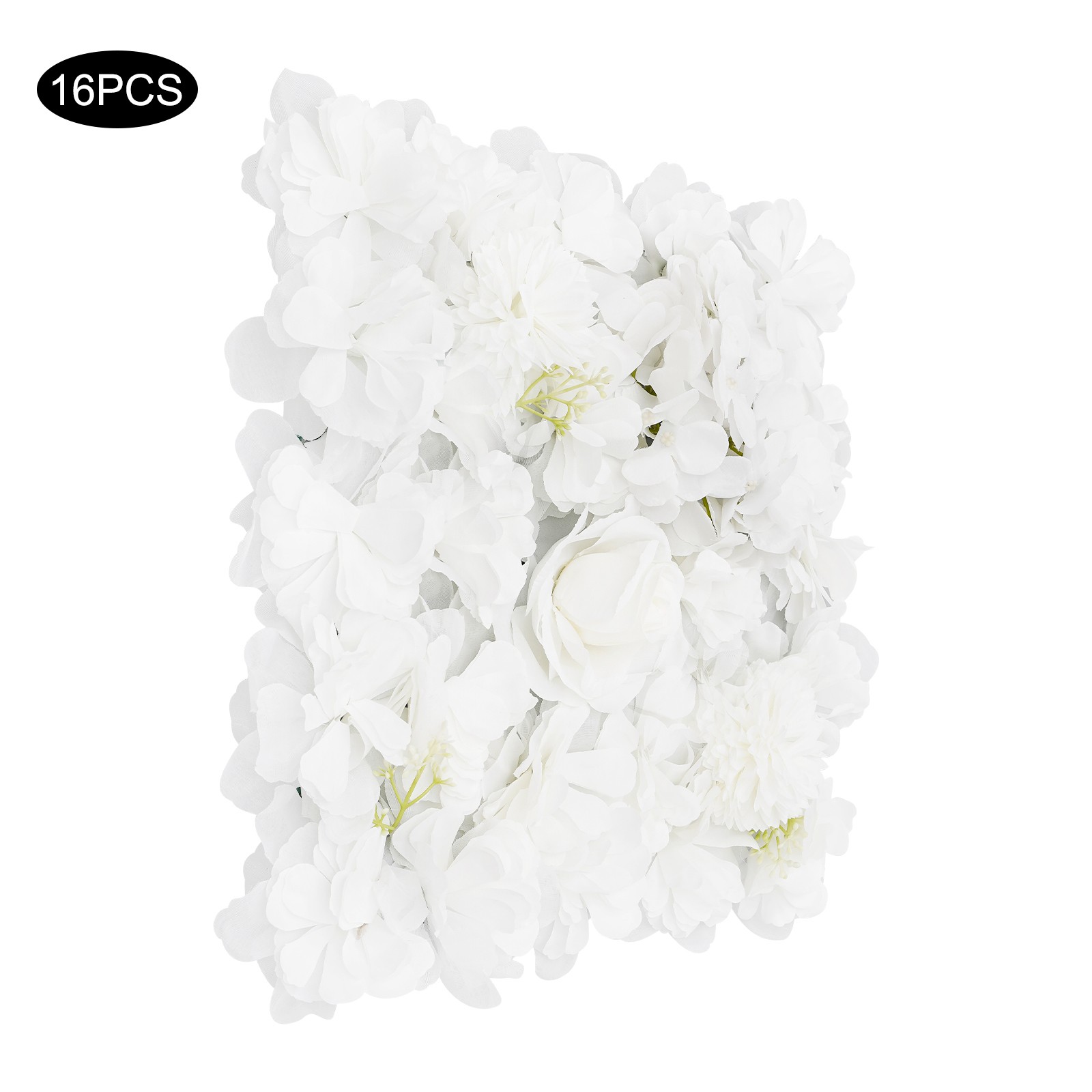 16 Pack Artificial Flower Wall Panels, Silk Cloth Plastic, 13.8×13.8 Inch Each