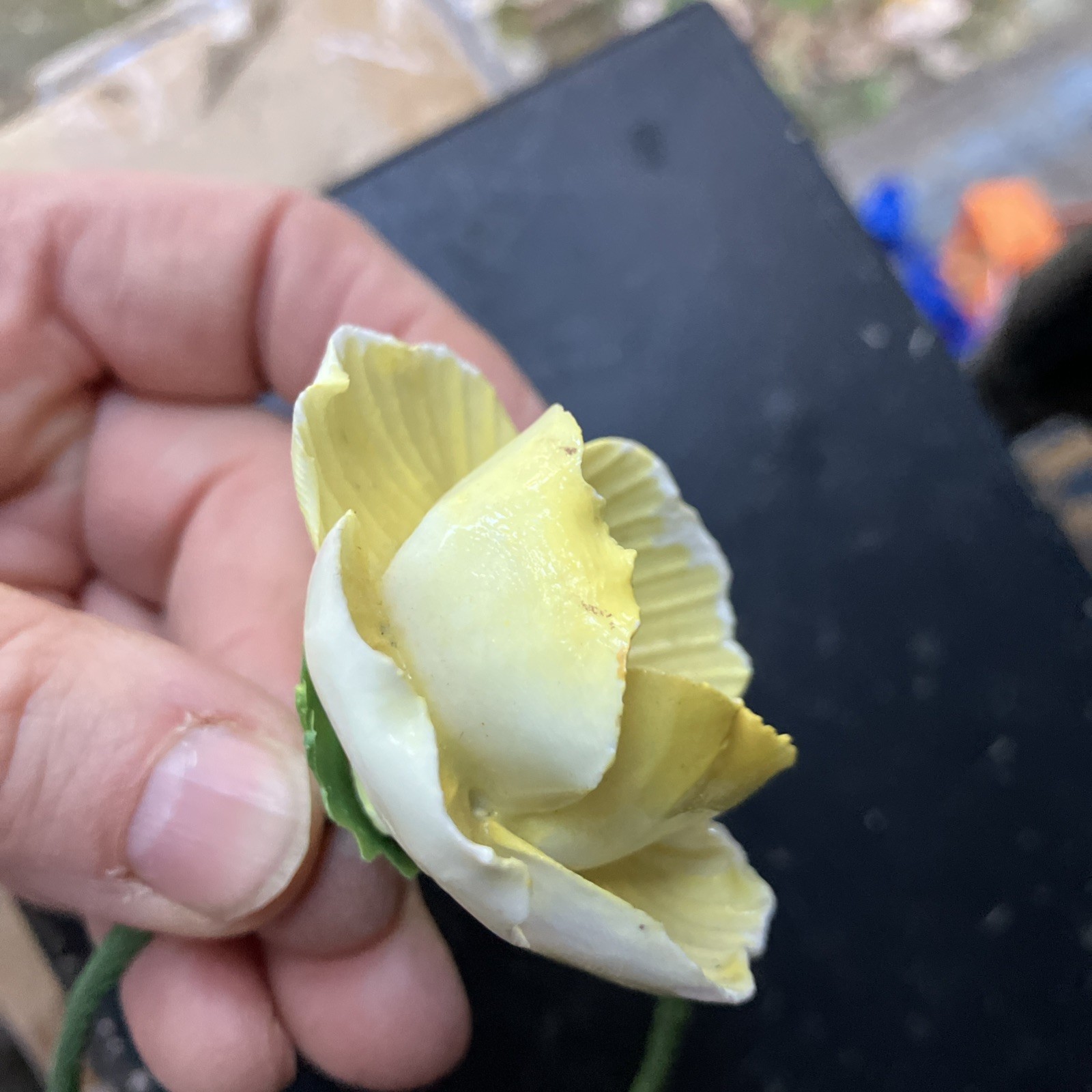 Flower Porcelain Yellow Long Plastic Stem