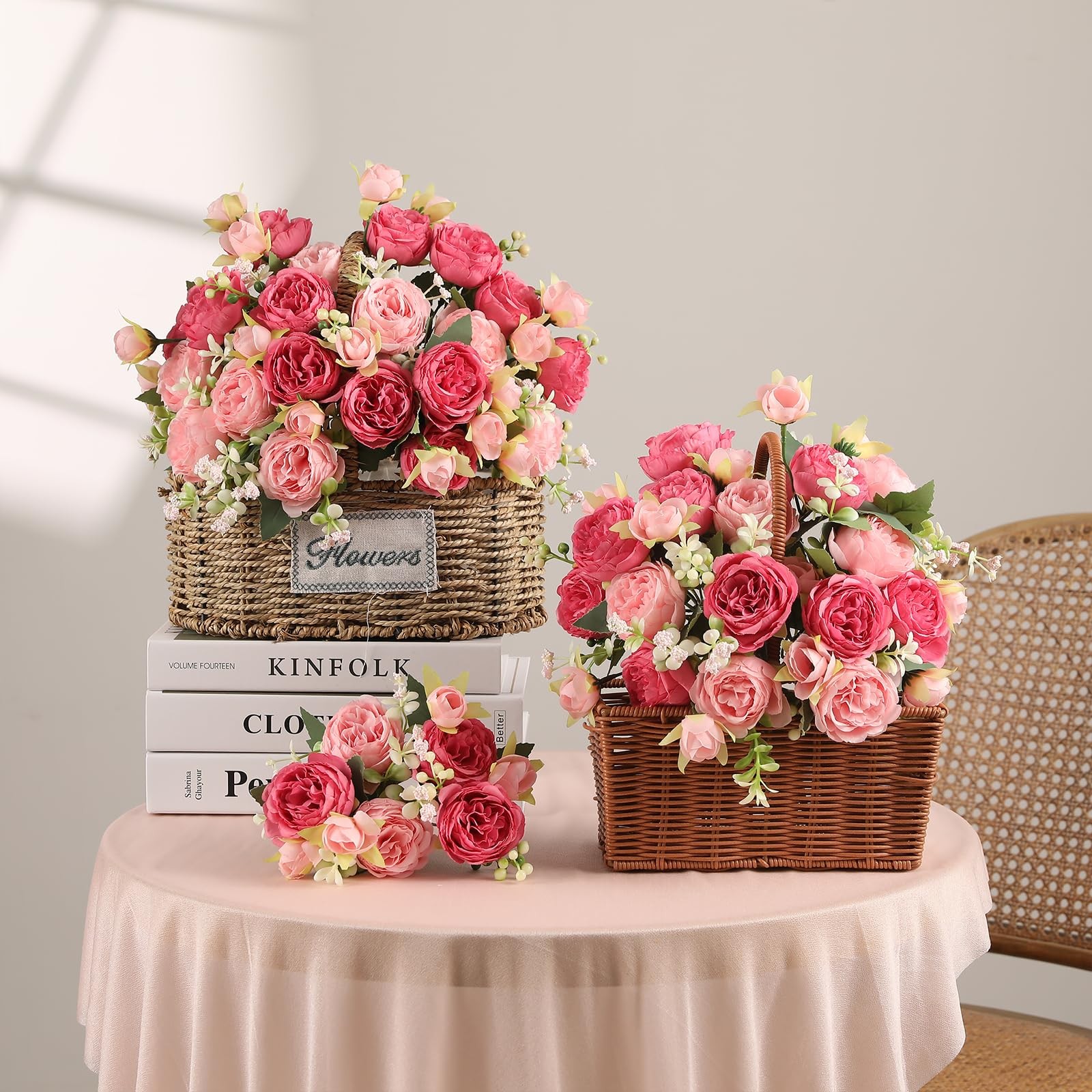 2 Bunches Silk Pink Peony Artificial Flowers Wedding Party Table Centerpieces De
