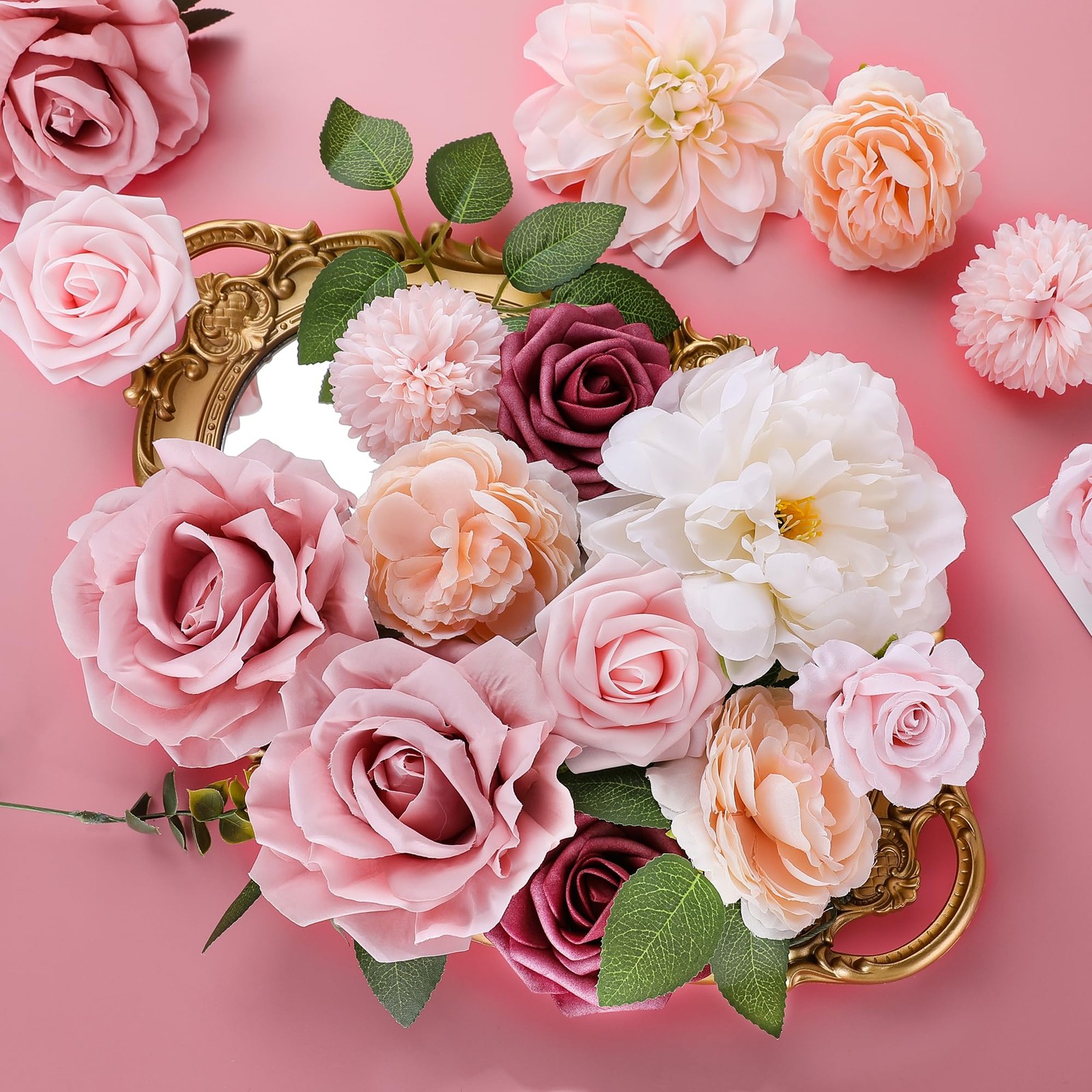 AGIRL Rose Artificial Flowers Combo Fake Flowers Pink Roses Silk Flowers with…