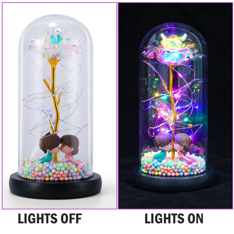 Eternal Forever Galaxy Rose Flower In Glass Dome LED Light Romantic Gift for Her