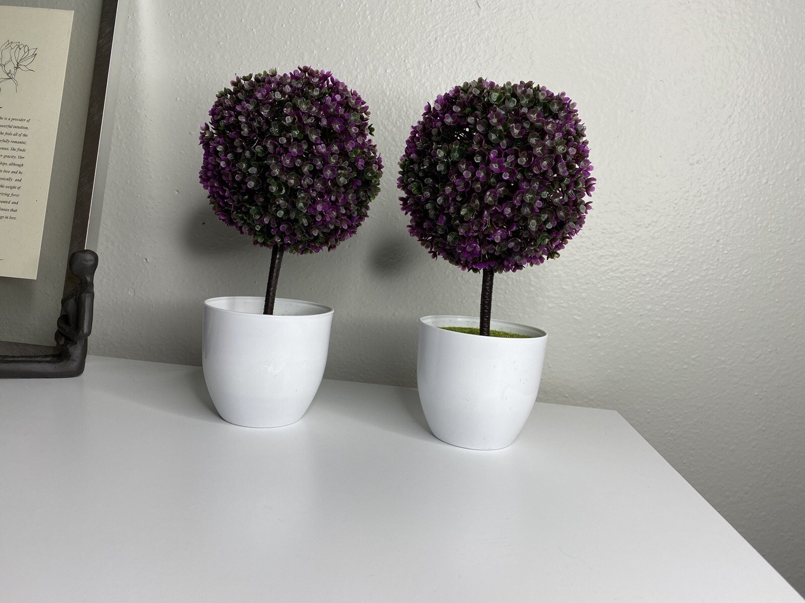 Set of 2 Faux Potted Tabletop Purple Flower Plant