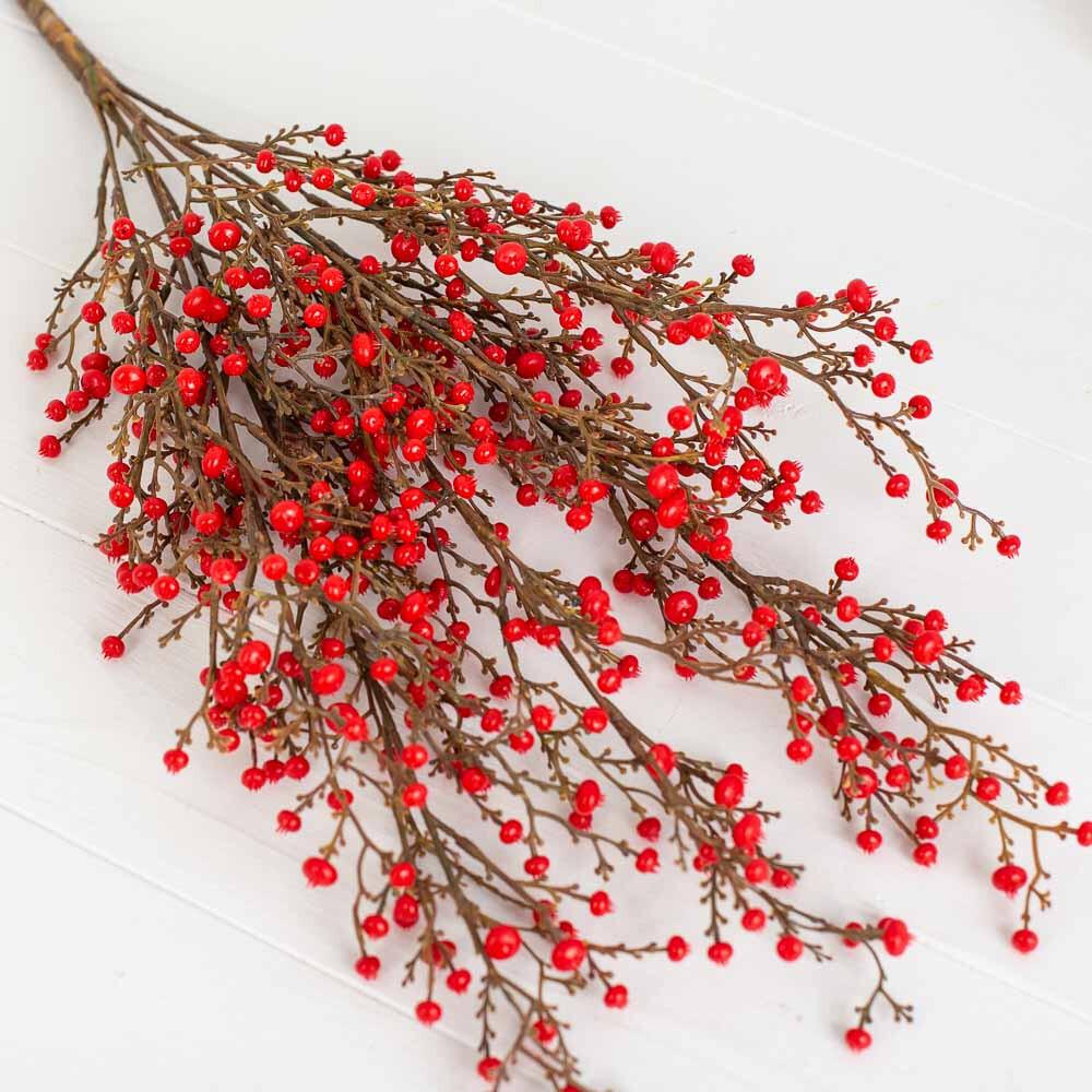 21″ Weatherproof Indoor / Outdoor Red Artificial Berry Bush
