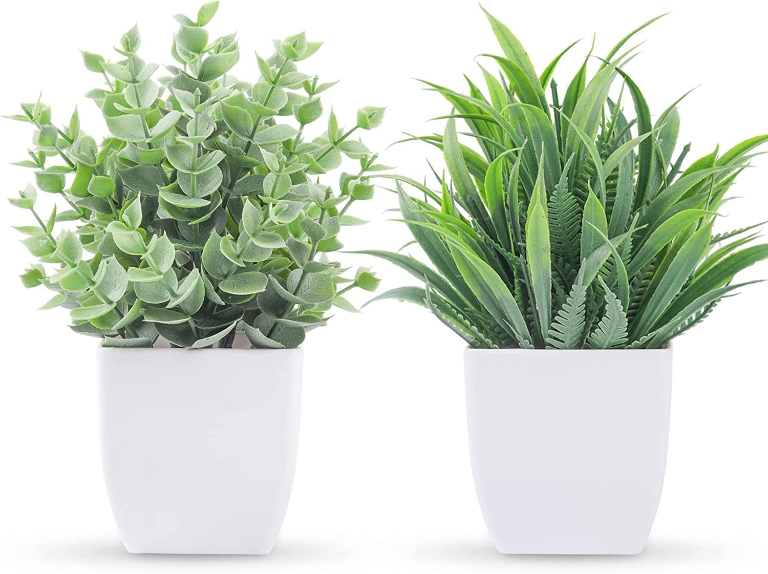 2 Pack Small Fake Plants Mini Artificial Potted Plants for Table Desk Home Laund