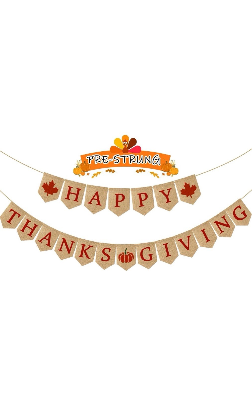 Happy Thanksgiving Banners, Burlap Thanksgiving Party Decorations, Happy Fall
