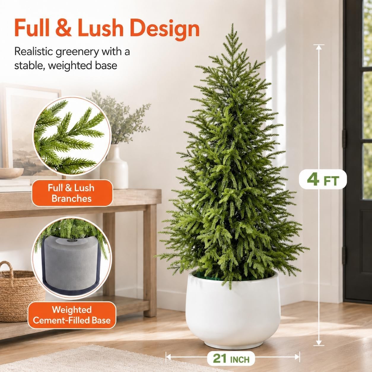 4FT Lighted Artificial Topiary Trees Outdoor Set of 2, Norfolk Pine Trees wit…