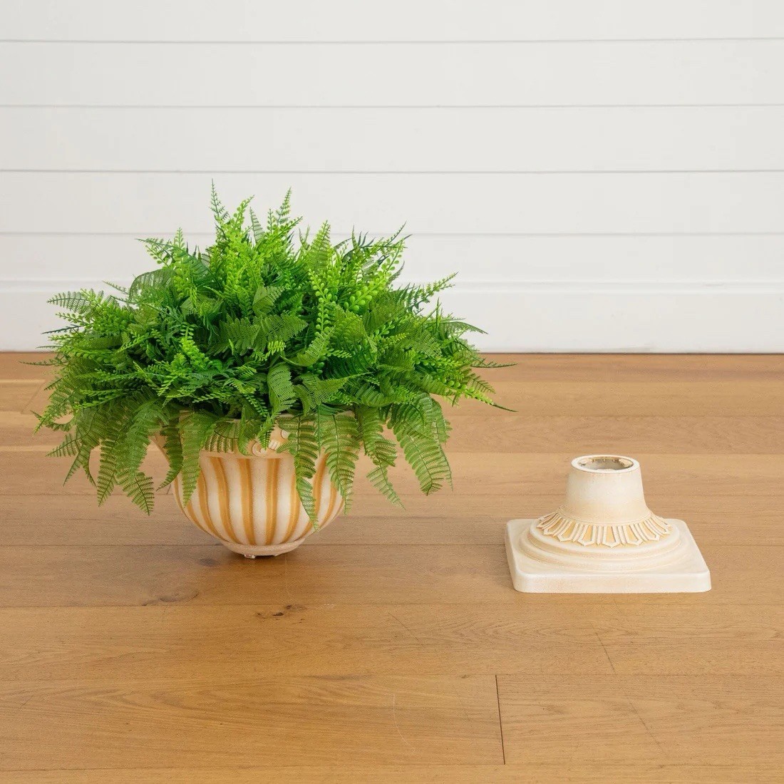 22” UV Artificial Fern in Decorative Urn Planter Indoor/Outdoor