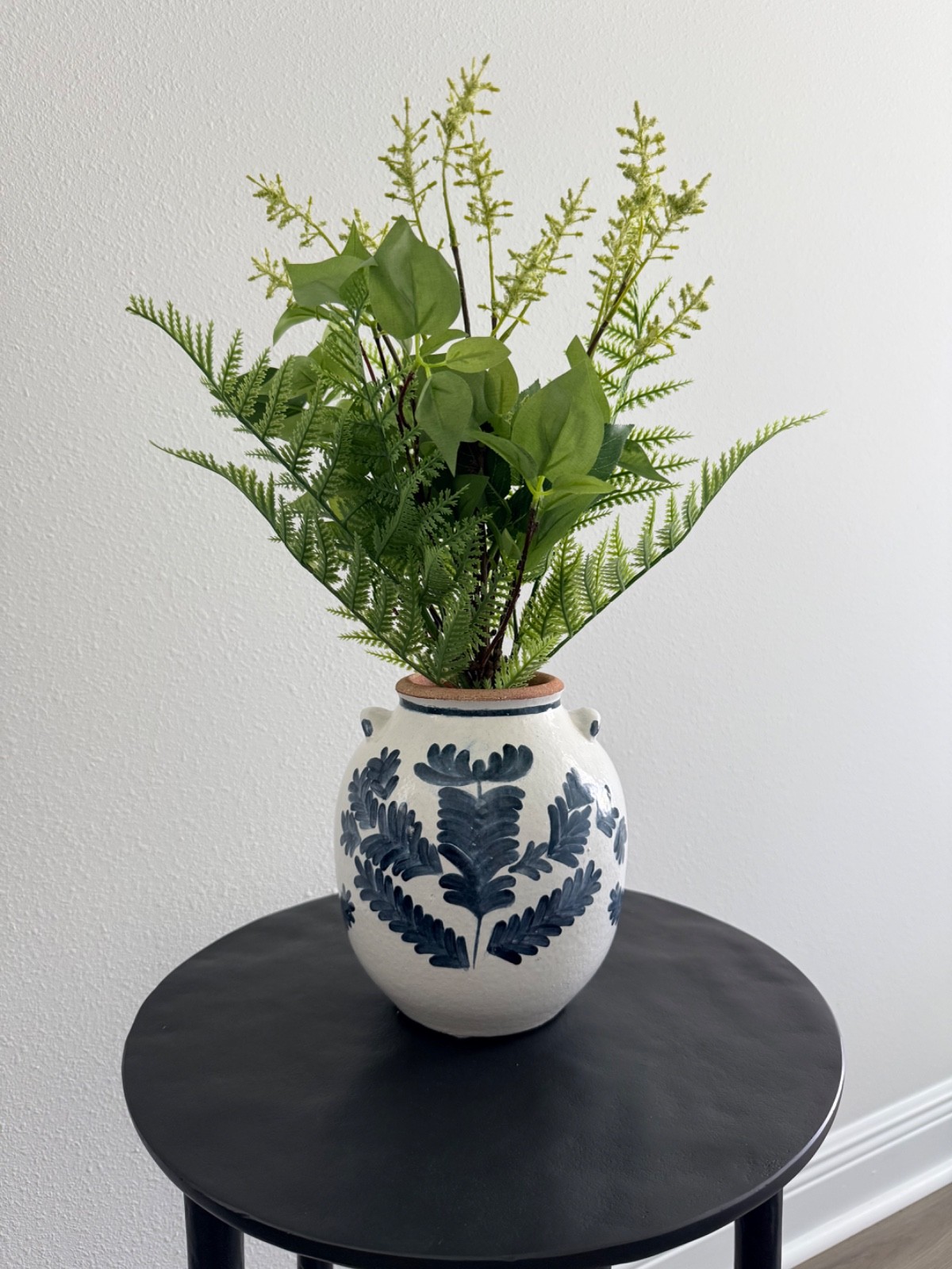 Pottery Barn Faux Wild Floral Bundle, 20″ Greenery With White Blossoms, New
