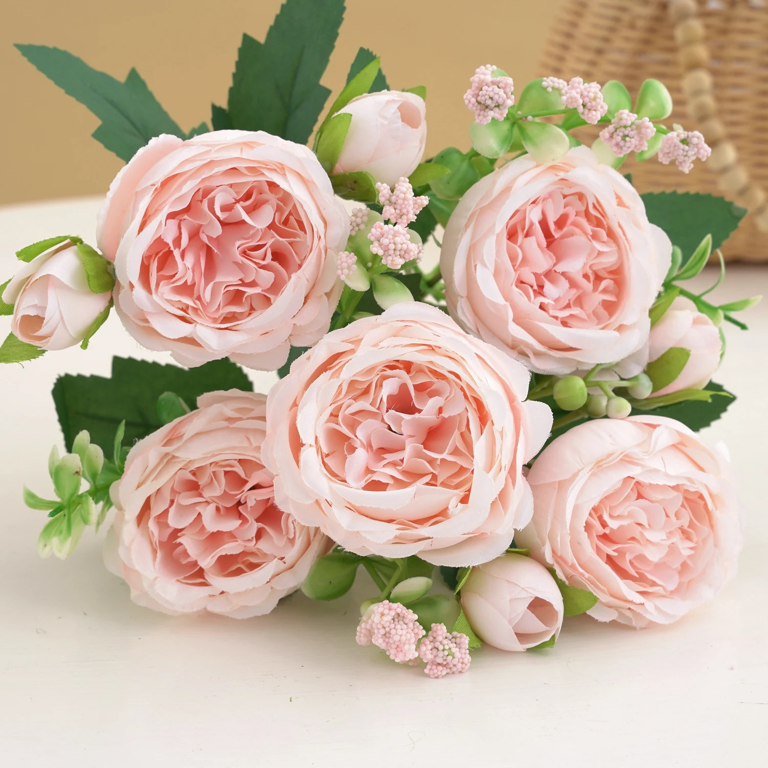 Artificial Silk Peony Flowers Fake Flower Faux Bouquet For Weddings Display HOT