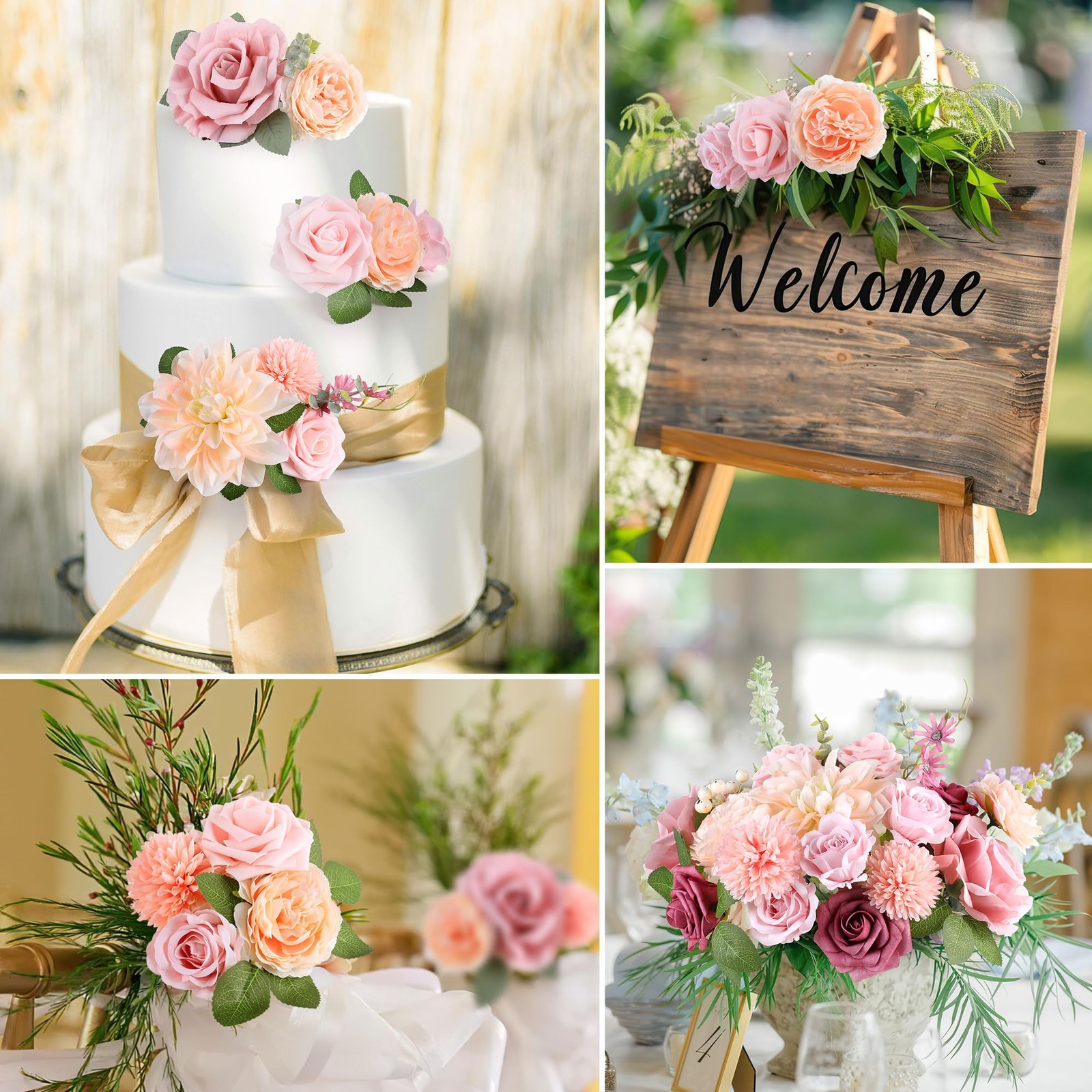 AGIRL Rose Artificial Flowers Combo Fake Flowers Pink Roses Silk Flowers with…