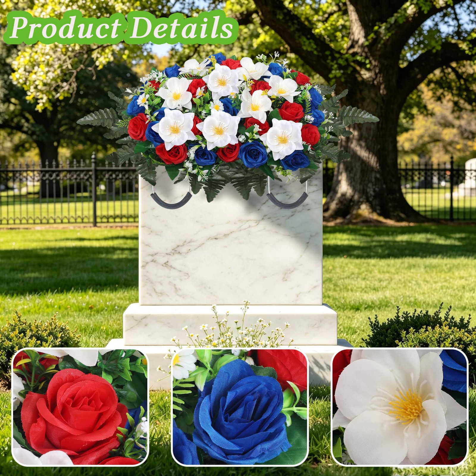 Headstone Flower Saddle, Artificial Cemetery Flowers for Grave Decorations – …