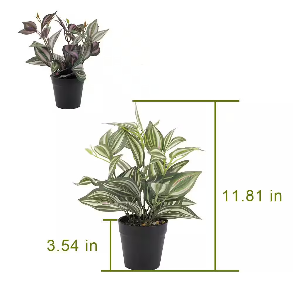 15 In. Green Artificial Plant Set of 2 Fake Plants with Pots Artificial Potted P