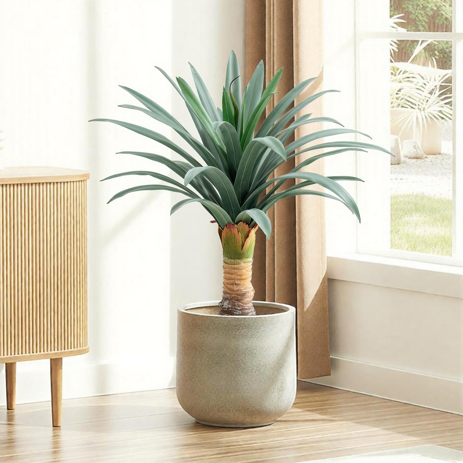 Gray Leaves Artificial Agave Plant with 36 Leaves, 23.62in for Indoor & Outdo…