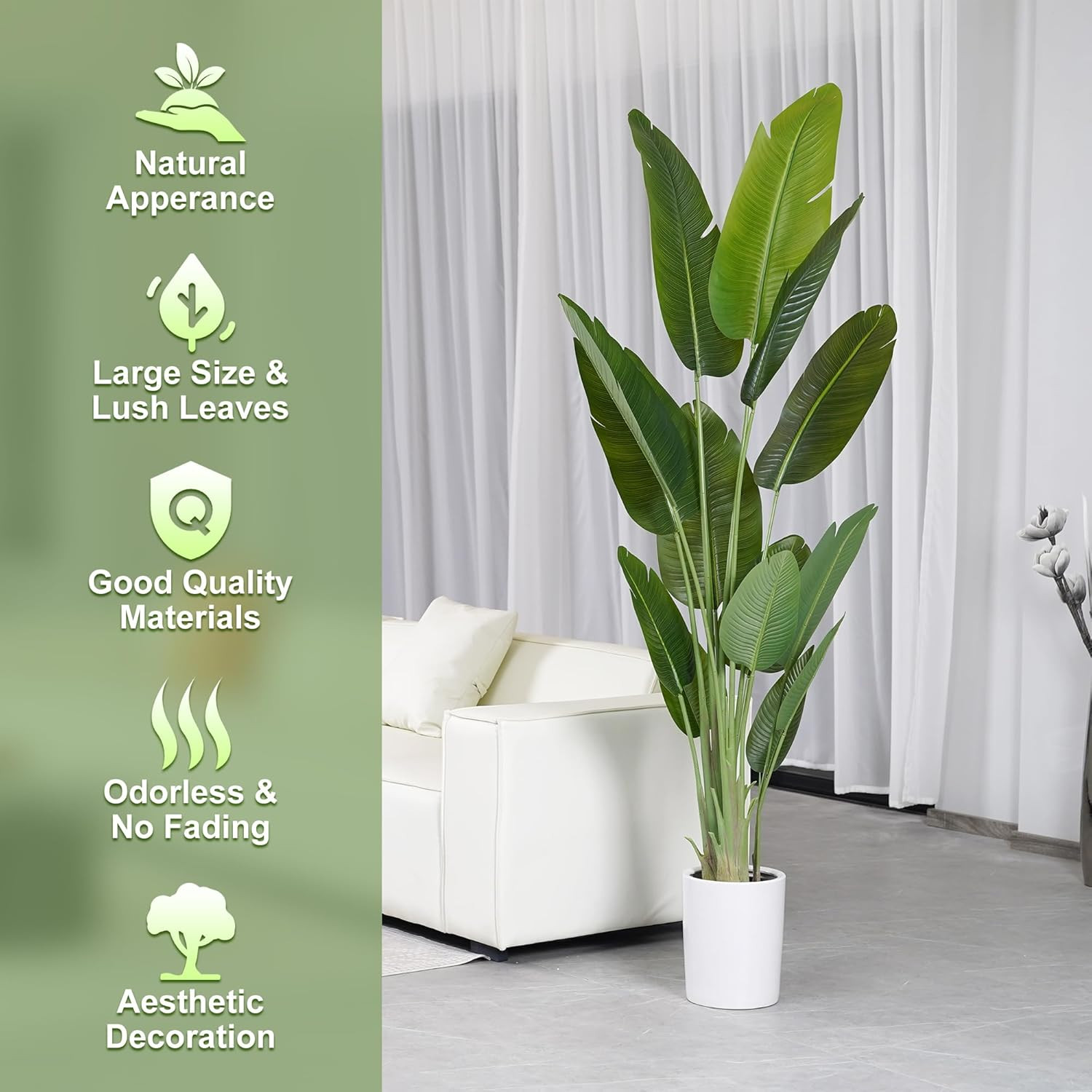 6.6Ft Artificial Bird of Paradise Silk Plant for Home & Office Decor
