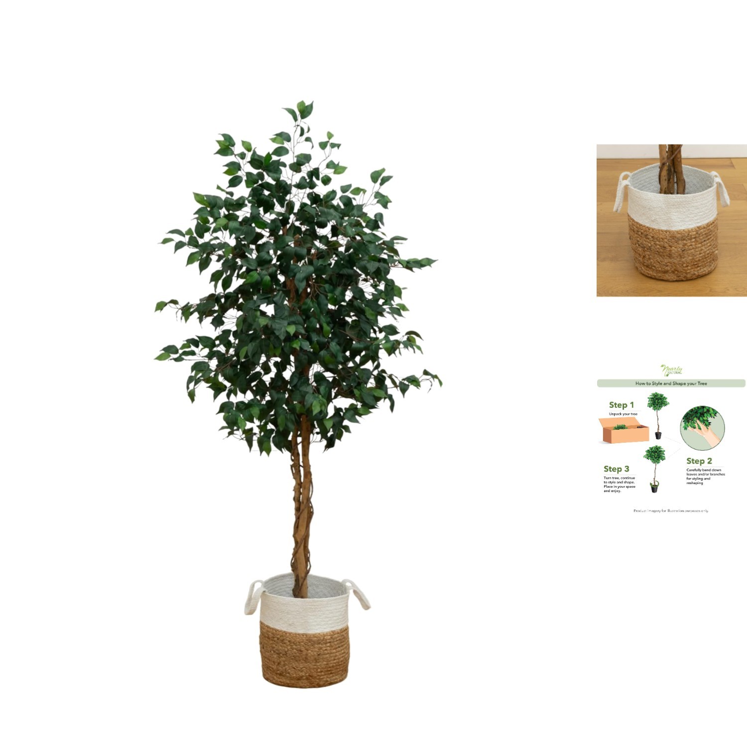 Maintenance-Free 6ft Ficus Tree in Natural Jute Planter – Perfect Indoor Accent
