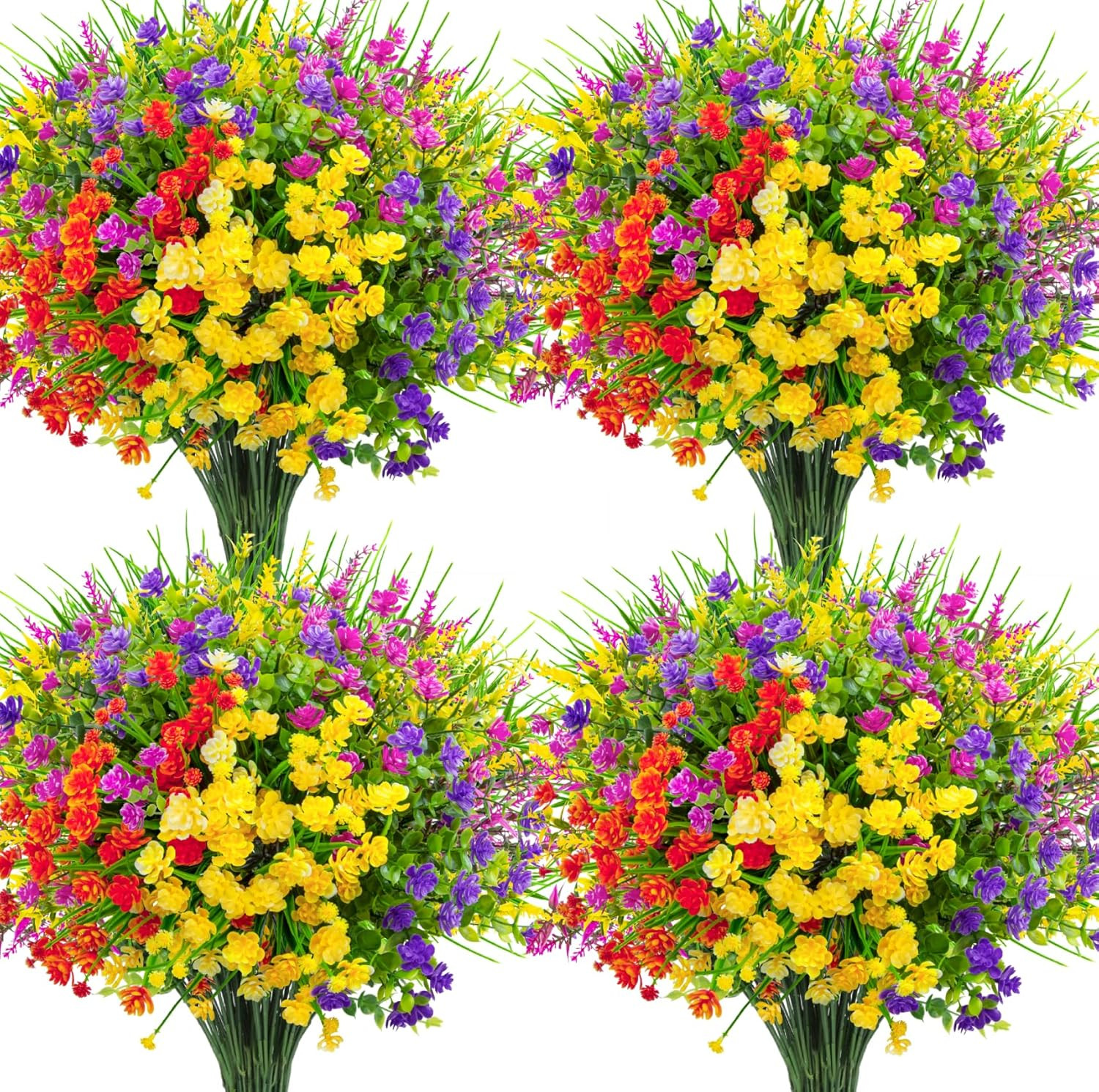 16 Pcs Artificial Flowers for Outdoors Decorations, Mixed Color | fake plastic p