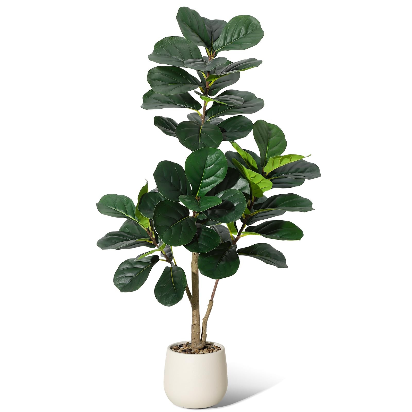 4 ft Fiddle Leaf Fig Tree Artificial with 48 Leaves – Realistic Faux Ficus Ly…