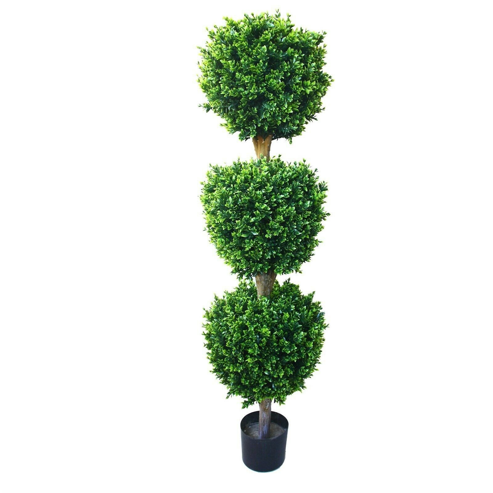 60 inch Realistic Fake Hedyotis Triple Ball Topiary Tree 5 Ft Indoor Outdoor