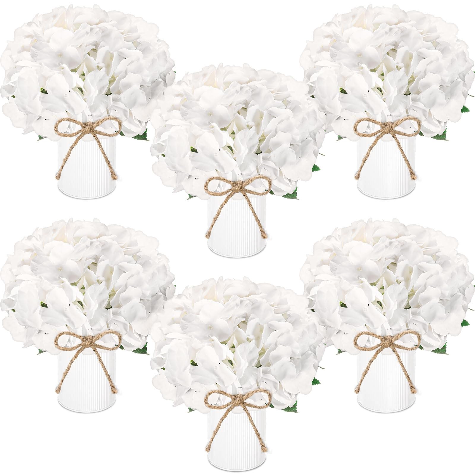 6 Sets Flower Table Centerpieces White Artificial Wedding Faux Hydrangeas wit…