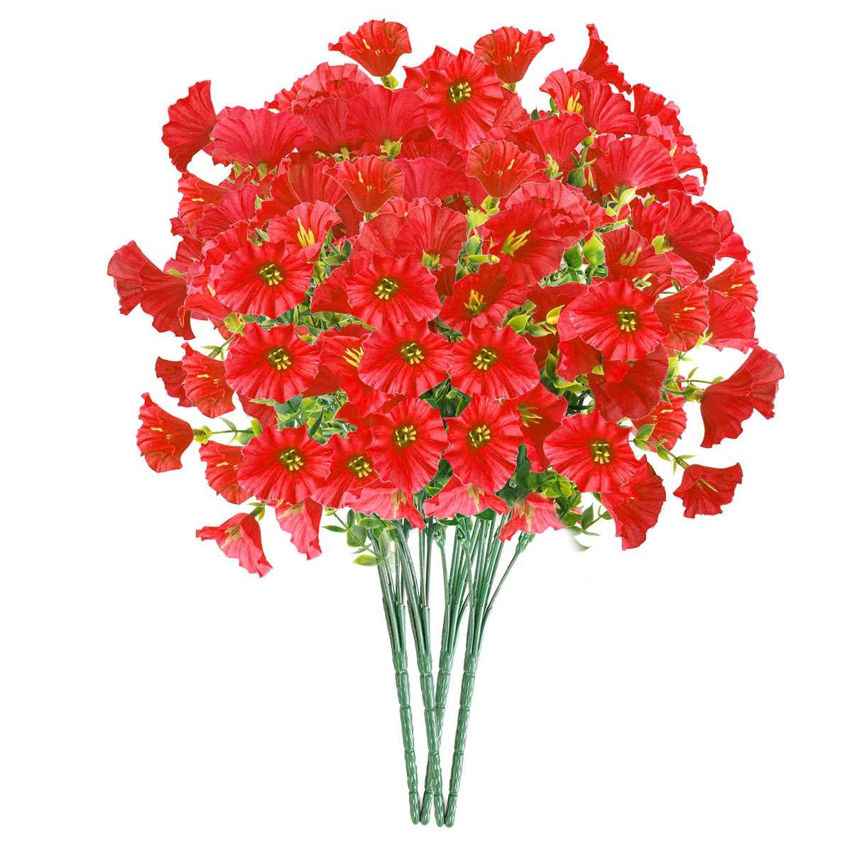 2/4/6/10 Artificial Petunias Flowers Fake UV Resistant Bundles Garden Home Decor