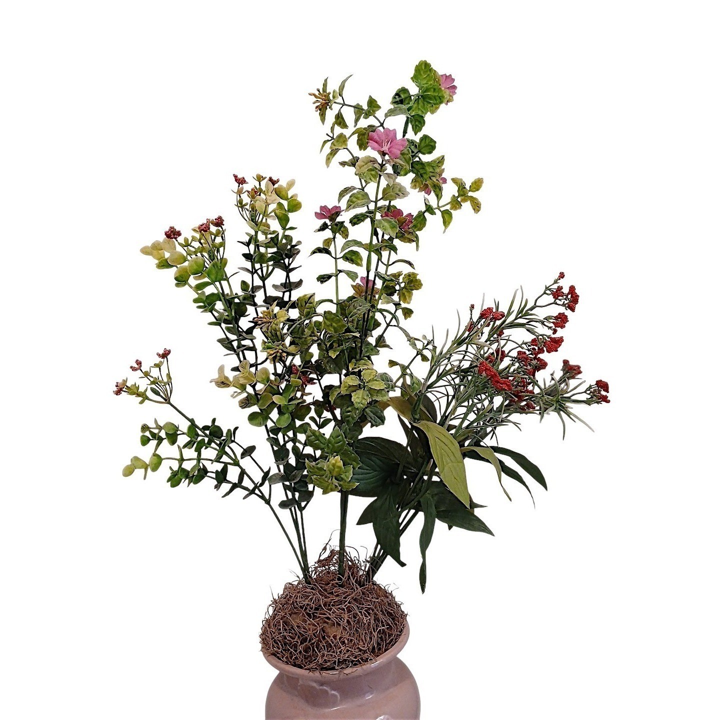 Mid Century Moderm Art Deco VASE Vintage Silk Floral Arrangement Room Decor MCM