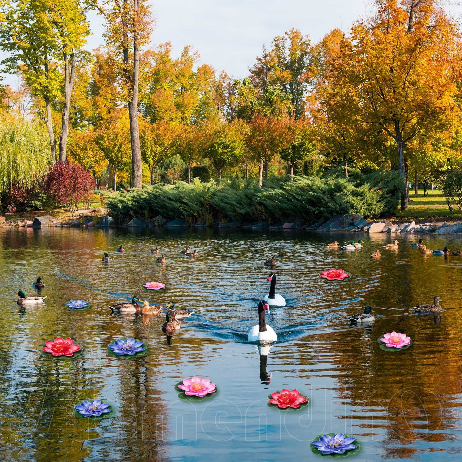 Artificial Floating Foam Lotus Flower Water Lily Pads for Home Garden Pond