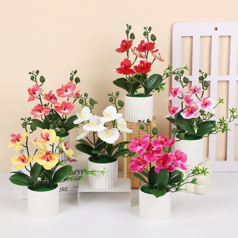 Artificial Orchid in Pot 11.2“ Real Touch Butterfly Orchid Flowers in Vase Fa…