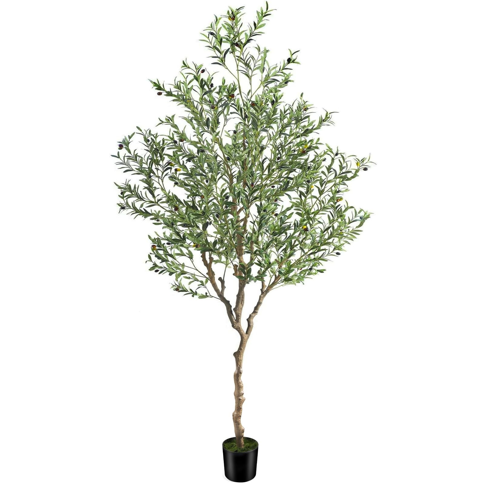 7ft Artificial Olive Tree Potted, Faux Indoor Plants with Natural Wood Trunk …