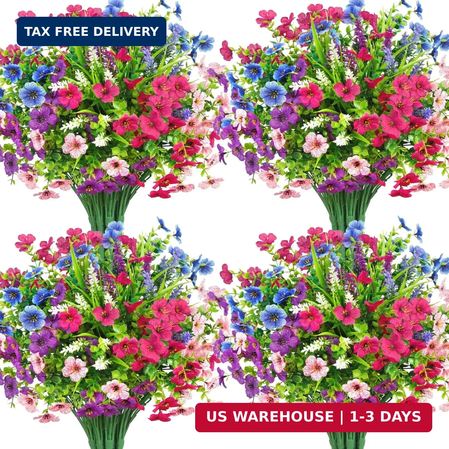 20 Bundles Artificial Flowers for Outdoors Decoration Fake Silk Flowers UV Resis