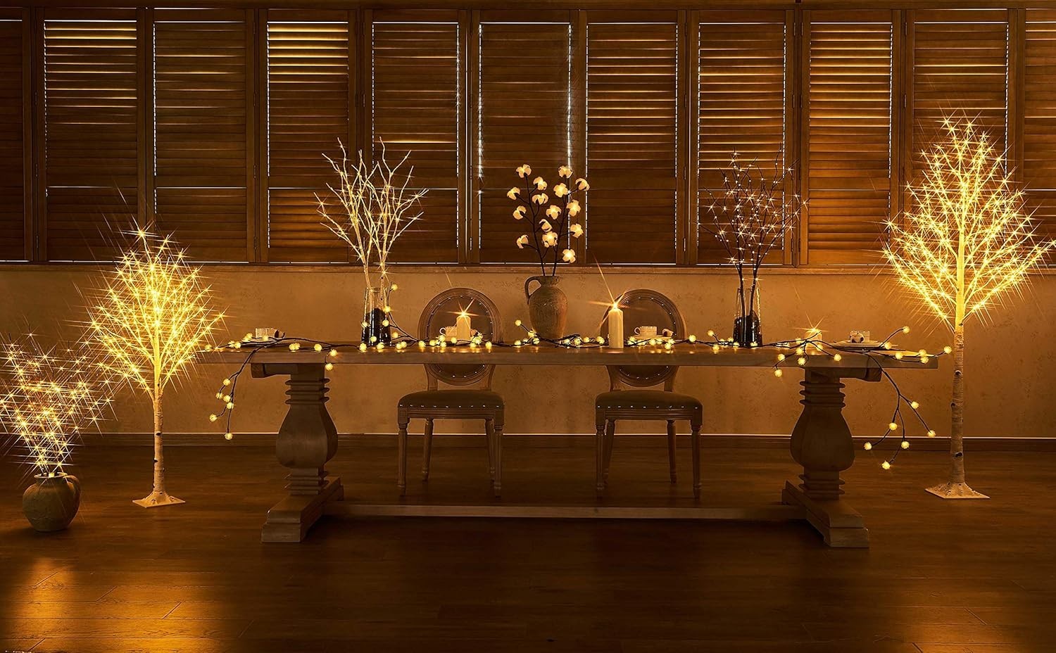 Elegant Artificial Birch Branches with 100 LED Lights for Holiday & Party Decor