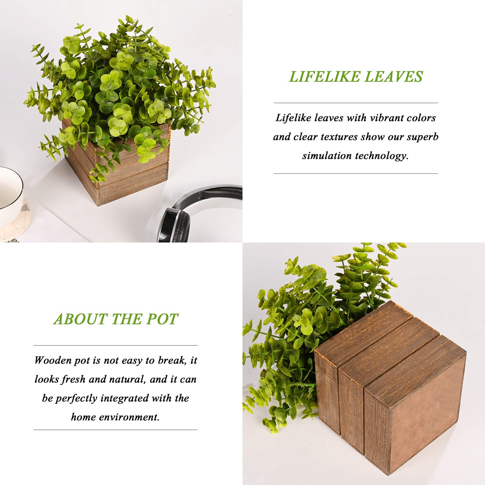 Small Fake Plants, 2Pack Mini Potted Artificial Plastic Boxwood Fern Green De…