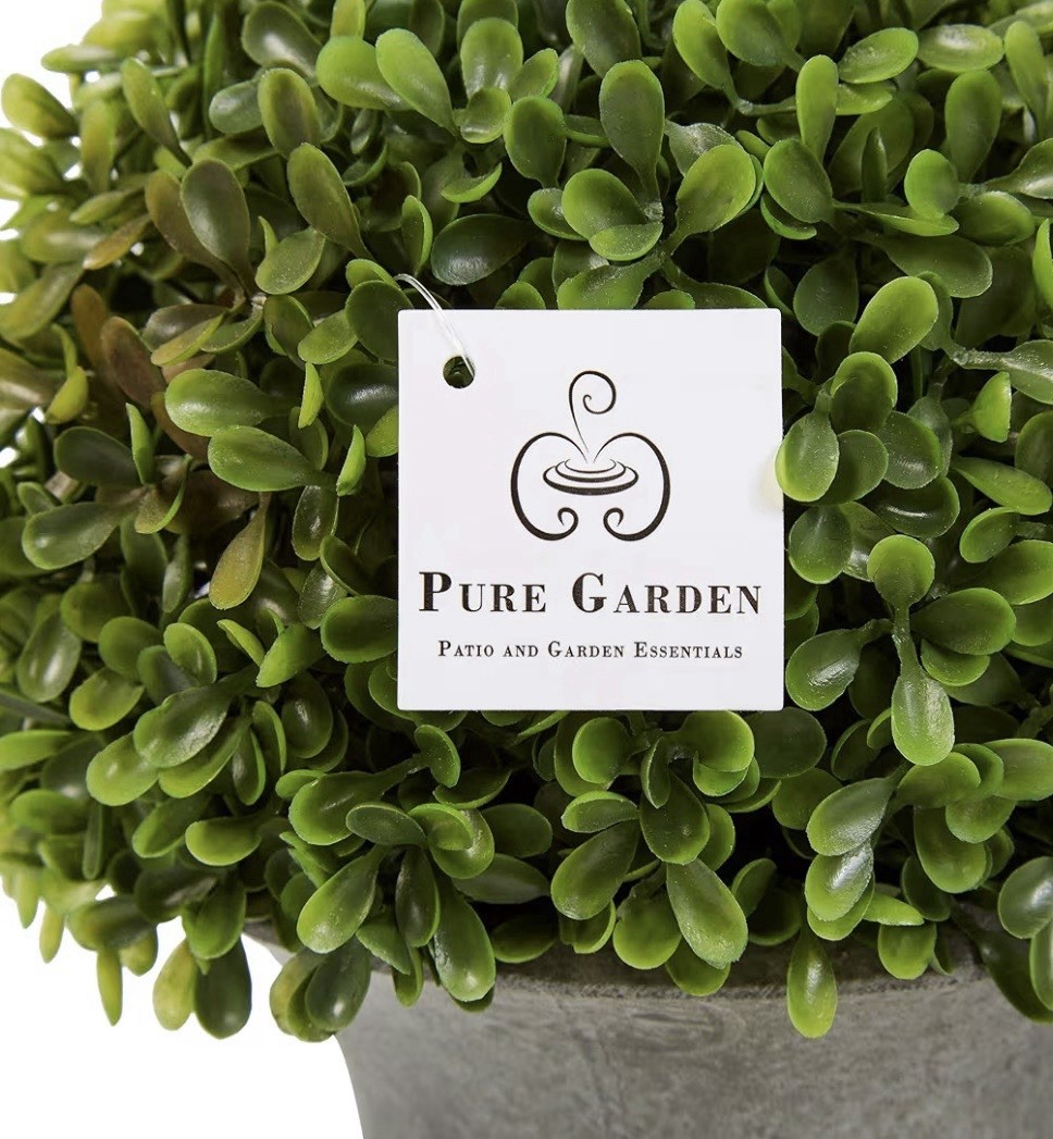 2x Pure Garden Faux Boxwood Topiary 9.5″ Potted Artificial Plant Indoor Greenery