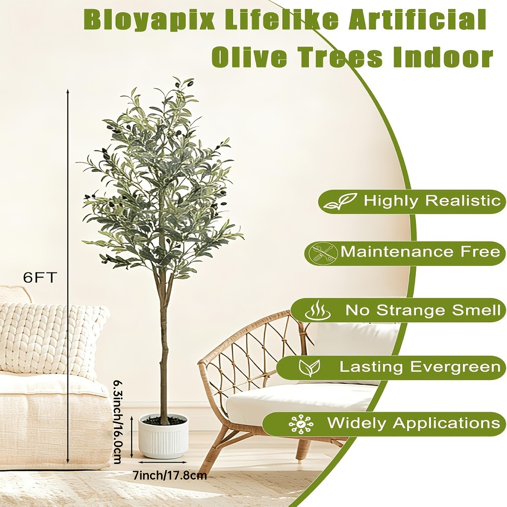 5/6FT Artificial Olive Tree, Faux Olive Tree with Realistic Leaves & Olives
