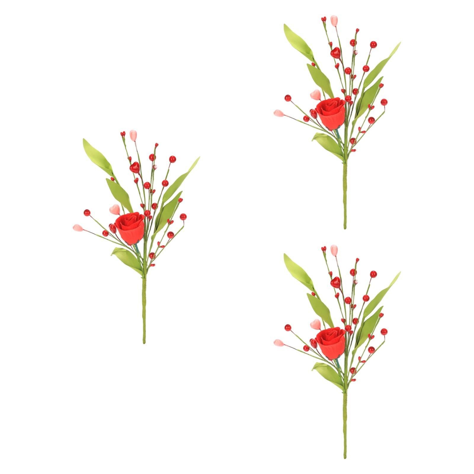 3x Artificial Flowers Creative Floral Picks for Propose Couples Festive
