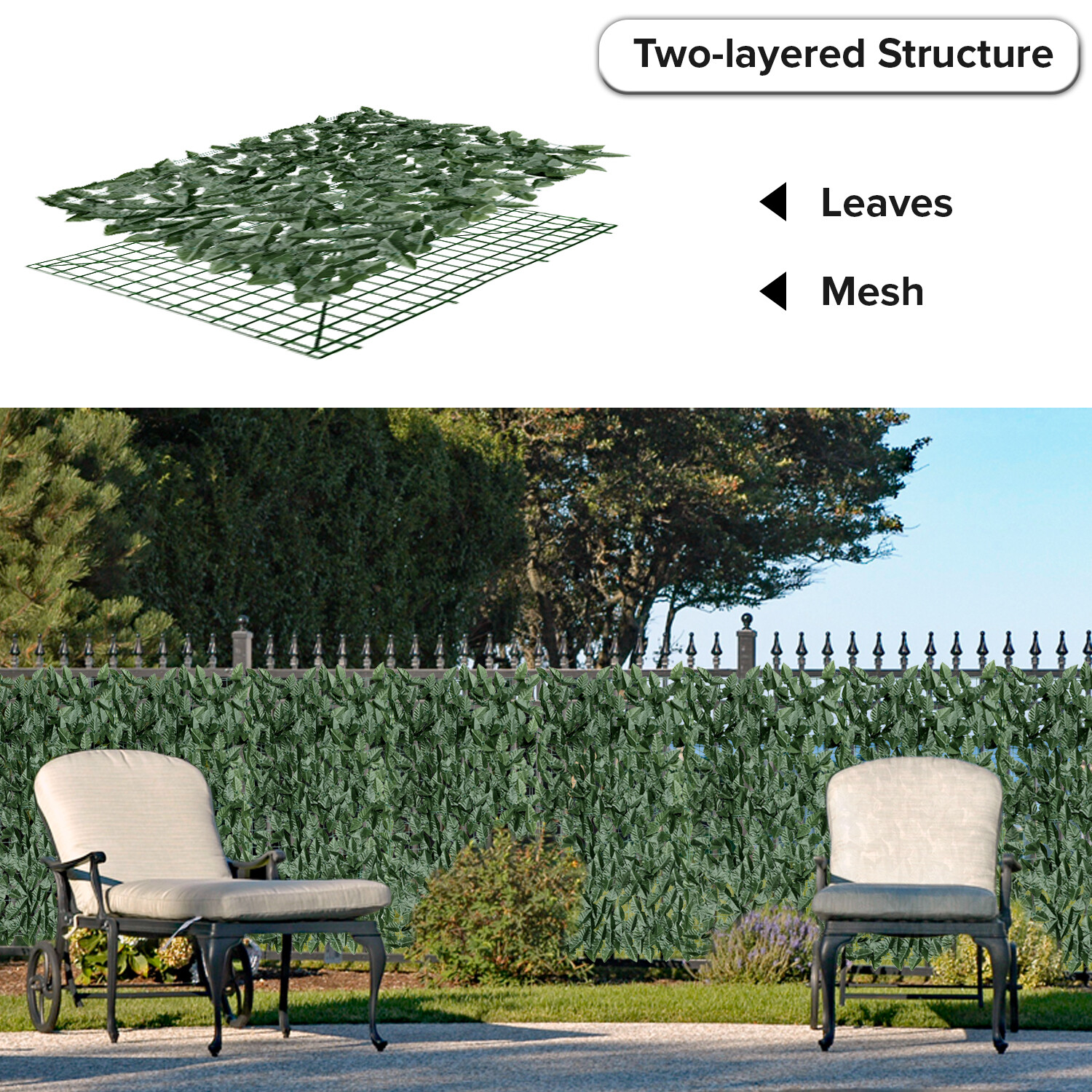 6 x 8FT Faux Dark Laurel Leaf Privacy Fence Panel Fence Screen Roll Hedge Decor