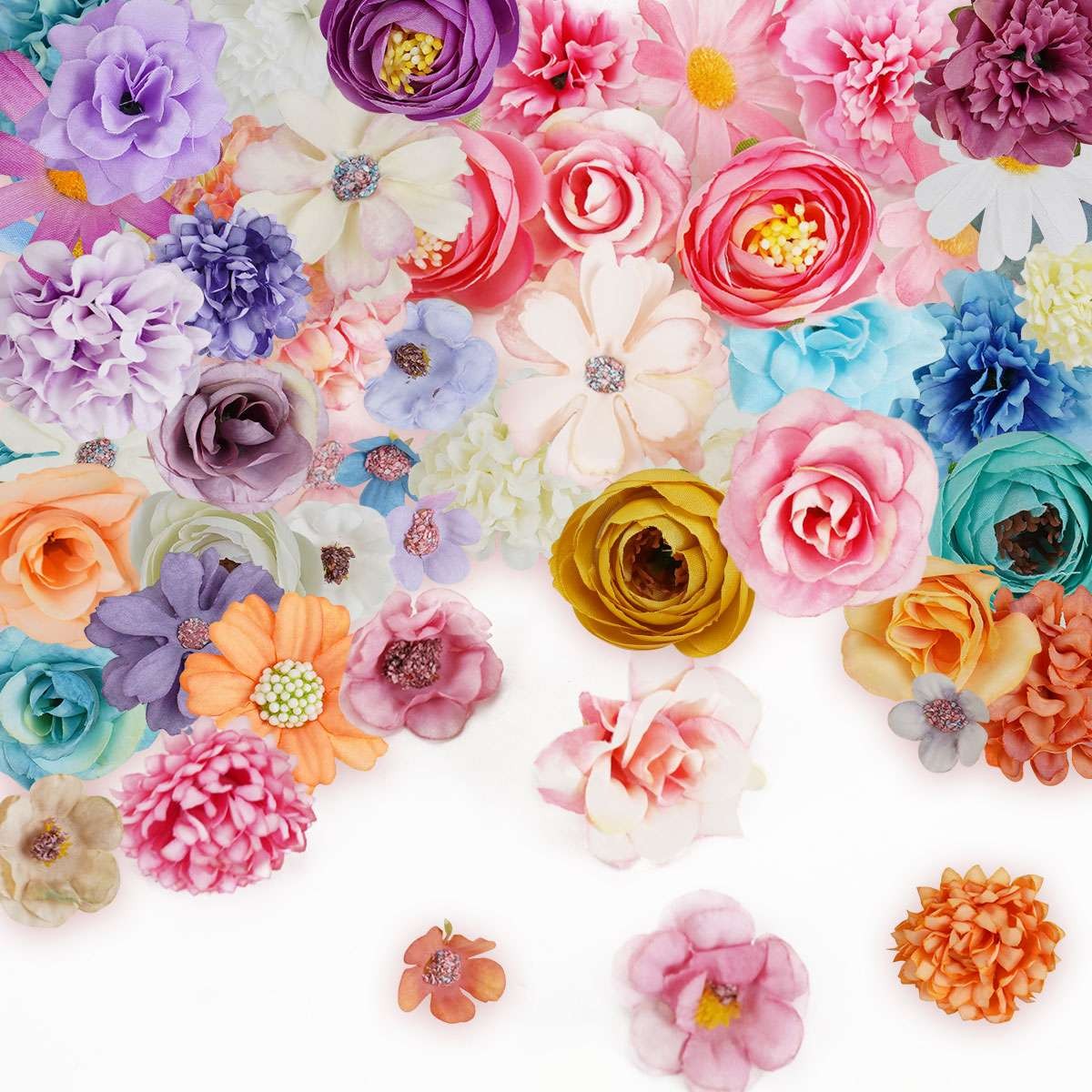 20Pcs Pop Silk Artificial Fake Rose Flower Heads Bulk Craft Wedding Party Decor